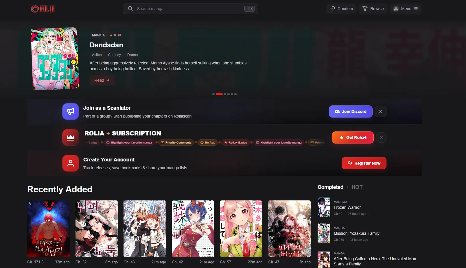 RoliaScan featured story interface
